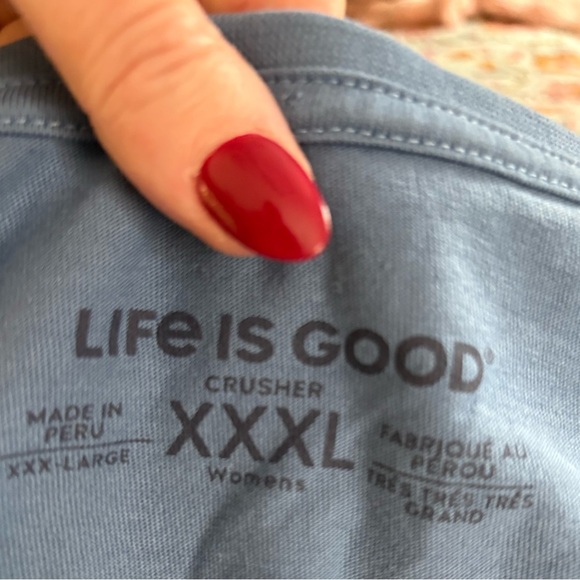Life is Good Crusher Long Sleeve Tee Dog Heart Graphic Blue Women’s XXXL NWT - Picture 5 of 5